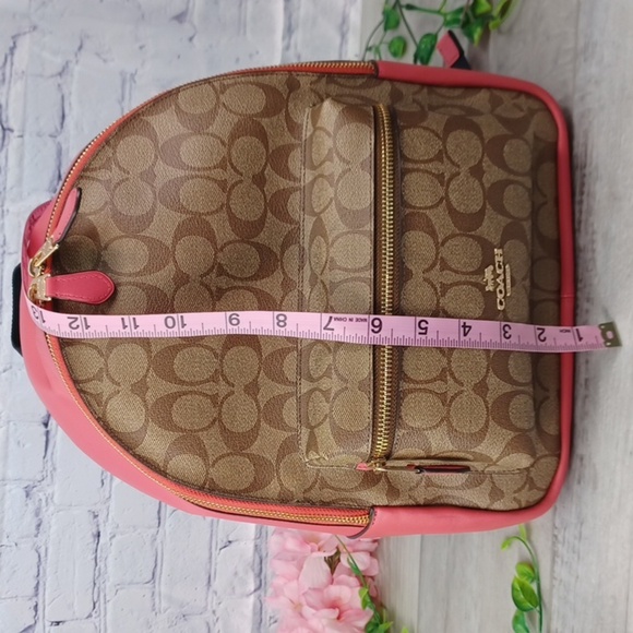 Coach 32200 Medium Charlie Backpack Signature/Poppy Color - Picture 9 of 16